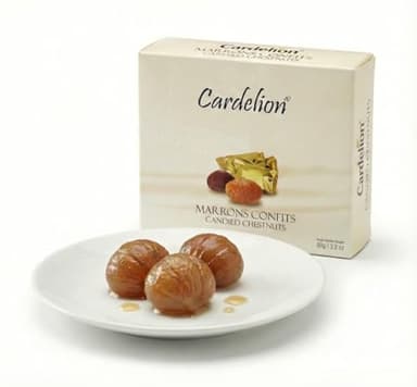 Cardelion Marrons Glacés (Candied Chestnuts), Vegan • Gluten-Free • Halal – Sugared Chestnut, Gift-Ready – 5, 10 or 20 Pieces (90g/180g/360g) (5 Pieces, 90, Gram)