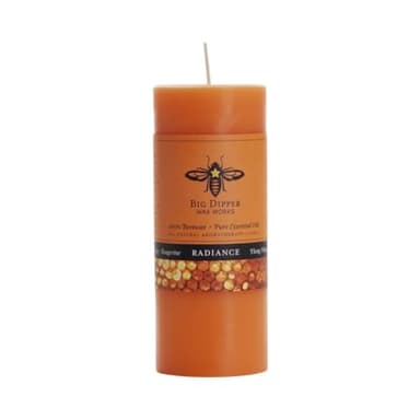 Big Dipper Wax Works Beeswax Aromatherapy Candle, Radiance, Pillar Candle, Ylang Ylang & Tangerine Scented, 40-Hour Burn, Pure Essentail Oils, 2" x 4.75"