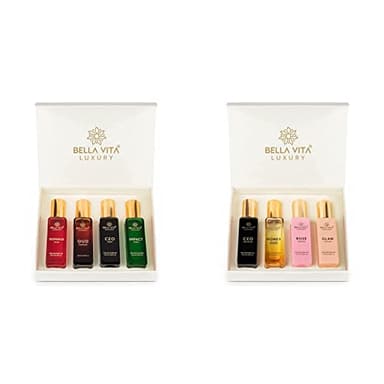 BellaVita Luxury Him and Her Perfume | Valentine's Day Gift Bundle for Men & Women | 8x20ml Mini Perfumes | Woody, Floral, Citrus, Oud, Vanilla & Musk | Couple Gift Set | Travel-Ready Fragrance