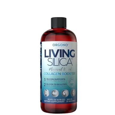 Orgono Living Silica Collagen Booster | Vegan Mineral-Based Silica Supplement | Supports Healthy Collagen & Elastin Production for Joint & Bone Support, Glowing Skin, Strong Hair & Nails | 16.9 Fl Oz
