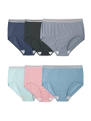 Fruit of the Loom womens Fit for Me Plus Size Underwear, Brief - Cotton Assorted, 12 US