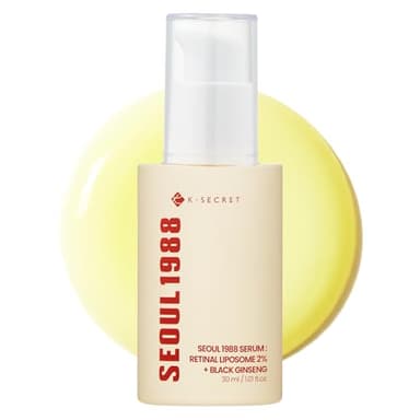 K-SECRET SEOUL 1988 Retinal Serum | Retinal Liposome 2% for Fine Lines & Skin Texture Care | Niacinamide, Bakuchiol, and 58% Black Ginseng | Korean Skincare, 30ml / 1.01 fl oz