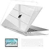 EooCoo Hard Case Compatible with MacBook Air 13 inch M1 Chip 2021-2018 with Retina Display, Air 13.3 inch Plastic Protective Case + Transparant Keyboard Cover + Screen Protector, Crystal Clear