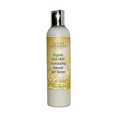 Glimmer Goddess Organic DHA-Free Self Tanning Lotion – Natural Sunless Tanner with Erythrulose, Aloe Vera, Shea & Cocoa Butter – Vegan & Cruelty Free Moisturizing Bronzing Lotion