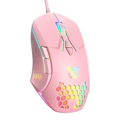 Wired PC Gaming Mouse: High Precision Sensor,RGB Backlit, Adjustable DPI, 7 Buttons Programmable,Ergonomic mice for Office & Gaming on Windows/Mac/Linux/Chrome- Pink