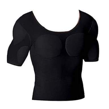 Ypnrd Fake Muscle Suit Shirt Men Invisible Simulation of Fattening Thin Elastic Detachable Bottoming Shirt,Black,M