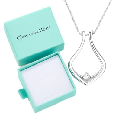 Close to the Heart Ring Holder Necklace - Silver Wedding Engagement Ring Keeper Necklace for Women Birthday Gift for Wife (Modern) (Silver)