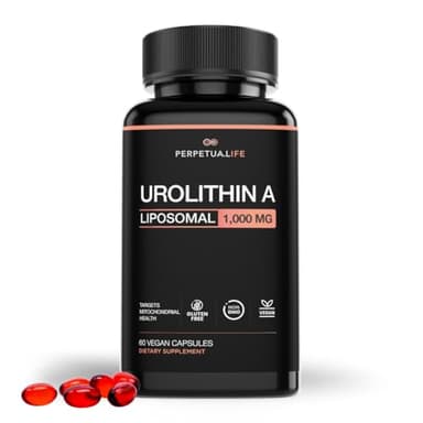 Perpetua Life Urolithin A Liposomal 1,000mg, Supplement with Advanced Liposomal Delivery for Absorption, Supports Cellular Health & Healthy Aging, Gluten Free, Vegan, 60 Capsules