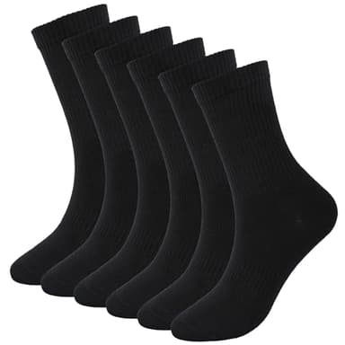 WindCrosser Womens 6-Pack Black Anti Stink Odor Resistant Seamless Cotton Moisture Wicking Crew Dress Socks, Size 6-10