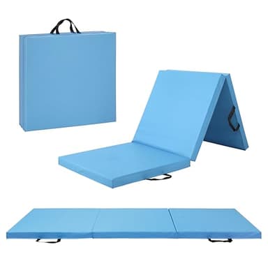 CAP Barbell Folding Exercise Mat – Durable, Anti-Tear, Thick Padding for Fitness, Aerobics, Gymnastics & Home Workouts. 72"L x 24"W x 2"Thick. BLUE