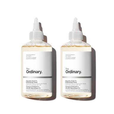 The Ordinary Glycolic Acid 7% Exfoliating Toner, Brightening and Smoothing Daily Toner for More Even-Looking Skin Tone, 8.1 Fl Oz (Pack of 2)