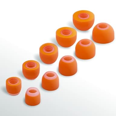 Symbio New W Improved Ear Tips. Upgrade Hybrid Design: Soft Memory Foam Core and Silicone Layer Outside. Comfortable Fit, Longer Life and Easy to Clean - 5 Pairs (X-Small/Small/Medium/Large/X-Large)