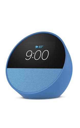 Amazon Echo Spot (newest model), Great for nightstands, offices and kitchens, Smart alarm clock, Designed for Alexa+, Ocean Blue