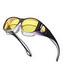 TJUTR Night Vision Driving Glasses for Women Men, Fit Over Wrap Around Eyewear Glasses, Yellow Lens Anti-glare TN8143