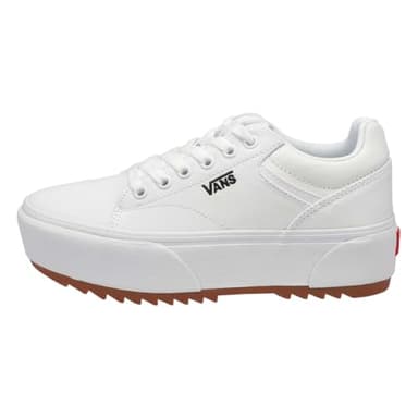 Vans Women's Seldan Shoe - Retro Tennis Inspired Sneakers for Fashion & Work. Canvas White. 8.5