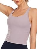 HeyNuts Longline Zeal Sports Bras for Women, Medium Impact Wirefree Yoga Bras Padded Workout Tank Tops Crisscross Back Crop Tops Violet Verbena M