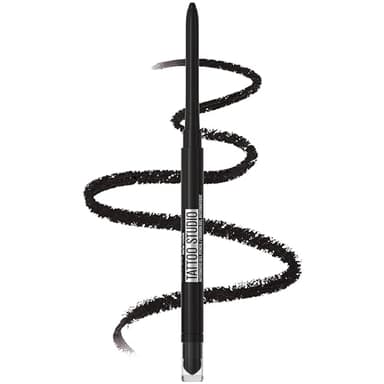 Maybelline Tattoo Studio Automatic Gel Pencil Waterproof Eyeliner, Blendable, Smudge Resistant, Matte Eyeliner For Up To 36HR Wear, Pitch Black (Smokey Black), Packaging May Vary