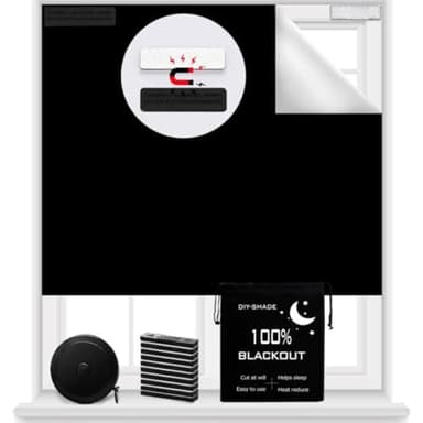 100% Blackout Blind Magnetic Window Cover 118 x 57Inch,No Drill,Cut Any Size/Shape,Portable Black Out Shades Curtains for Nursery Bedroom,Rv,Media Room with Magnetic Closure