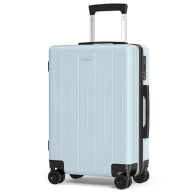 Cosbarn Carry On Luggage 22x14x9 Airline Approved, 20 inch Hard Shell Suitcase, ABS Hardside Suitcases, Lightweight Travel Luggage with 8 Silent Spinner Wheels, SkyBlue