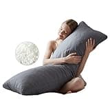 DOWNCOOL Quilted Memory Foam Body Pillow - Large Full Body Pillows for Adults - Soft Long Bed Pillows for Side Sleepers - 20x54 inch (Grey)