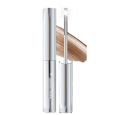 Brown Washable Iron Wand Mascara, Waterproof Metal Wand Mascara, Natural Length Slim Volume Buildable Formula, Separate Each Lashes No Clumps, Long Lasting Smudge-Proof Curling