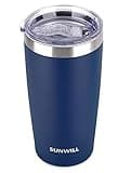 SUNWILL Travel Coffee Tumbler 20 oz, Insulated Mug with Lid, Stainless Steel Cup for Outdoor, Powder Coated Navy