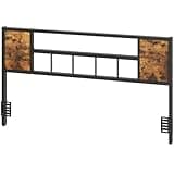 YATINEY King Size Headboard, Vintage Industrial Style Headboard for King Size Beds, Metal, Height Adjustable, Easy Assembly, Rustic Brown and Black