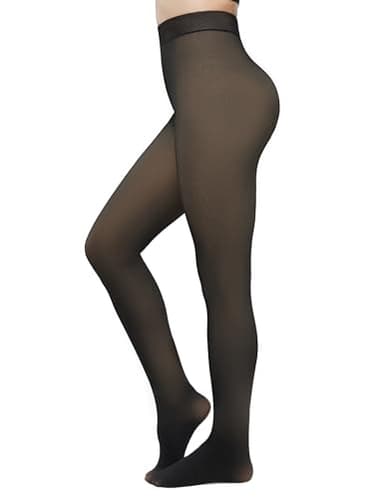 KBVOT Fleece Lined Tights Women Pantyhose Leggings Sheer Warm Thermal Thick Fake Translucent Tights for Winter