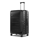 CENSIEN Expandable Checked Luggage, 28 Inch Luggage with Spinner Wheels, Lightweight ABS+PC Hard Shell Large Suitcase with Top Opening, TSA Lock (Black, 1PC)