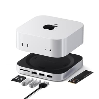 Satechi Mac mini M4 Hub & Stand with NVMe SSD Enclosure, Mac mini M4 Dock with 2xUSB A Up to 10Gbps, USB A Data Port, SD Card Reader, Optimized Self-Cooling - Silver