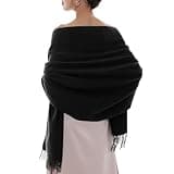 RIIQIICHY Scarfs for Women Winter Black Pashmina Shawls and Wraps for Evening Dresses Warm Large Scarves Wedding Shawl