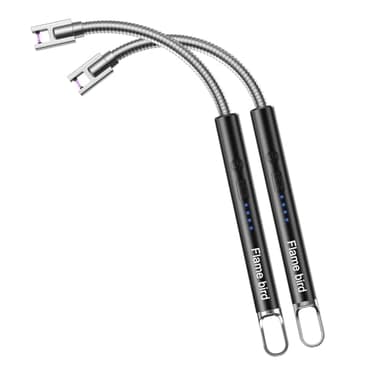 Flame bird 2 Pack Electric Candle Lighter Flameless Arc Windproof Flexible Long Neck USB Rechargeable Lighter Matches for BBQ Grill Fireworks Camping.(Black)