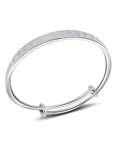 Desnuage Hammered Texture Sterling Silver Bracelet for Women - Adjustable Silver Cuff Bangle, Elegant Boho Chic Jewelry Gift