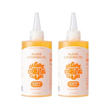 Algae Cooking Club Chef-Grade 100% Algae Cooking Oil 7oz Squeeze Bottles (2 Pack) – High Smoke Point 535°F, Rich in Omega-9, Neutral Buttery Flavor, Seed-Oil Free, Perfect for Searing, Baking & Frying
