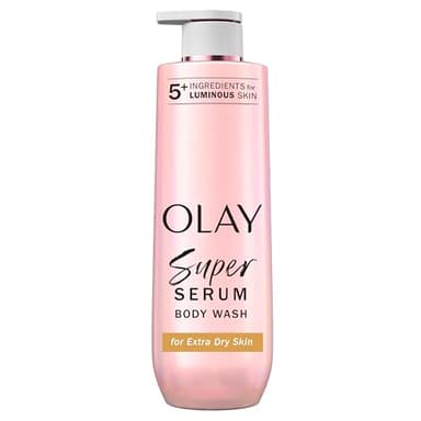 Olay Super Serum Body Wash for Extra Dry Skin, 24hr Long Lasting Rich Hydration, 5+ Ingredient Complex for Bright, Even, Firm, & Luminous Skin, with Collagen Peptide, Vitamin C & Shea Butter, 20 fl oz