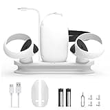 Charging Dock Station for Meta/Oculus Quest 2 - Fast VR Charger Stand for Quest 2 Headset Touch Controller Accessories, Support Elite Strap with Battery, Grey