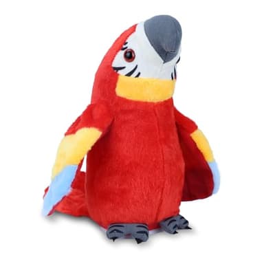 Talking Parrot Toy, Repeat What You Say Parrot Toys with Flapping Wings, Interactive Electronic Funny Rcording Singing Parrot Tummy Time Toy Talking Stuffed Animal Birthday Gifts for Toddler Kid, Red