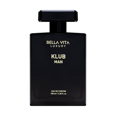 BellaVita Luxury KLUB Men's Eau De Parfum (100ml) | Intense, Masculine Party Perfume for Men | Notes: Lemon, Jasmine, Rose, Musk, Amber and Patchouli | Made with Premium Long-Lasting Perfume Oils