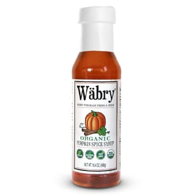 Wäbry Organic Pumpkin Spice Syrup – 16.4oz (468g), Natural Coffee Syrup, Perfect for Lattes, Matcha & Mocktails, Soda, Non-GMO, Dye-Free & Vegan Syrups – BPA-Free Plastic Bottle