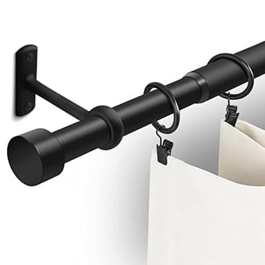1 Inch Curtain Rods for Windows, Extra Long 32 to 240 Inch Long Black Rustic Curtain Rod Set, Modern Design Drapery Tubes with Brackets Room Divider, For Indoor and Outdoor