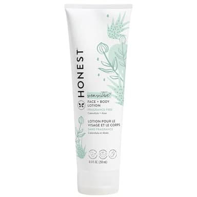 The Honest Company Hydrating Face and Body Lotion, Fast Absorbing, Naturally Derived, Hypoallergenic, Fragrance-Free, Sensitive, 8.5 fl oz