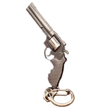 Giwotu Womens Fashion Miniature Revolver Pistol Weapon fashion Model Keychain Key Rings New Mini Gun key Chain for Men Jewelry Surprise Gift White