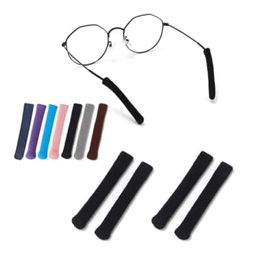 Upgrade Soft Knitting Cotton Fabric Glasses Ear Cushion, Anti-Slip Elastic Comfort Eyeglasses Temple Tips Sleeve Retainer, Eyeglass Ear Cushions Grips for Glasses Sunglasses Eyewear(2pairs Black)