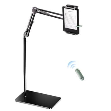 UNIBITRI Floor Stand for Kindle with Remote Page Turner, Holder Stand for Reading in Bed with Clicker – for Kindle Paperwhite, Oasis,Tablet, iPhone and More 4.7-11 inch,Green Remote