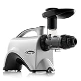 Omega NC800HDS Cold Press Juicer Machine, Vegetable and Fruit Juice Extractor and Nutrition System, Dual-Stage Slow Masticating Juicer, 150 W, Manual, Silver