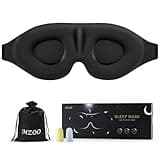 MZOO Sleep Eye Mask for Side Sleeper Men Women, Zero Eye Pressure 3D Sleeping Mask, Light Blocking Patented Design Night Blindfold, Soft Eye Shade Cover for Travel, Black