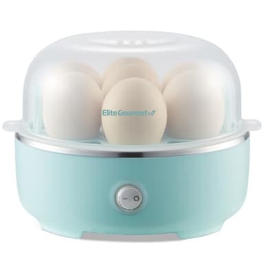 Elite Gourmet EGC115M Easy Egg Cooker Electric 7-Egg Capacity, Soft, Medium, Hard-Boiled Egg Cooker with Auto Shut-Off, Measuring Cup Included, BPA Free, Retro Mint