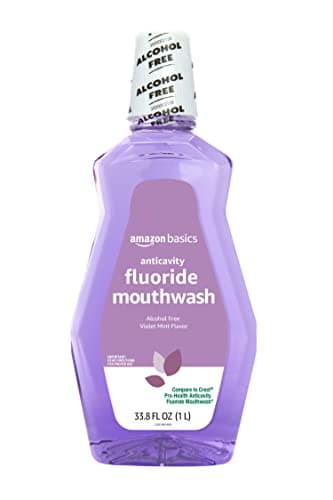Amazon Basics Anticavity Fluoride Mouthwash, Alcohol-Free, Violet Mint Flavor, Cavity Prevention, 1 Liter (33.8 Fluid Ounces), 1-Pack (Previously Solimo)