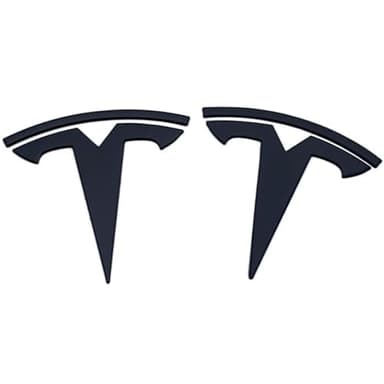EVMIZE Metal Raised T Logo Emblem Set Decal Sticker in Matte Black with 3M Adhesive for Tesla Model Y Front Rear