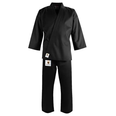 Strength Pro Karate Uniform for Kids & Adults - Lightweight Student Judo Gi Uniform Men Kimono Gi Bjj & Martial Arts (Black, 5/180- (5'11'' - 6'2''/170-210lb))